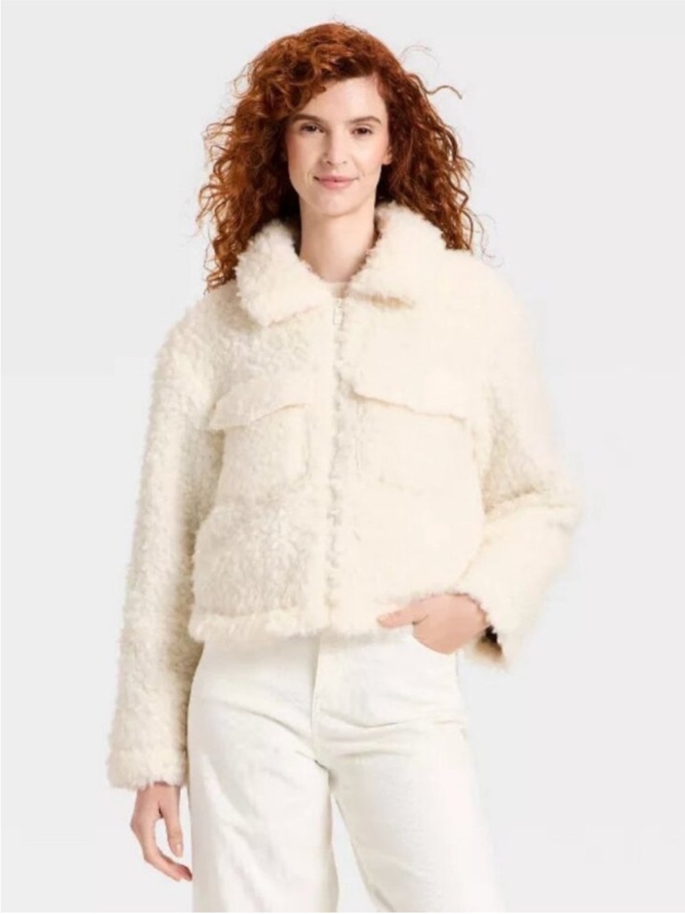 Universal Thread Women’s Cozy Faux Shearling Jacket - Cream Size Medium NWT